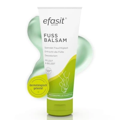 Abbildung von efasit Fußbalsam reichhaltige Fußpflege bei trockenen Füßen, Fußcreme mit Jojoba &amp; Rosmarinöl, Beinwell Kamille,Fußpflegecreme pflegt belebt, 75 ml
