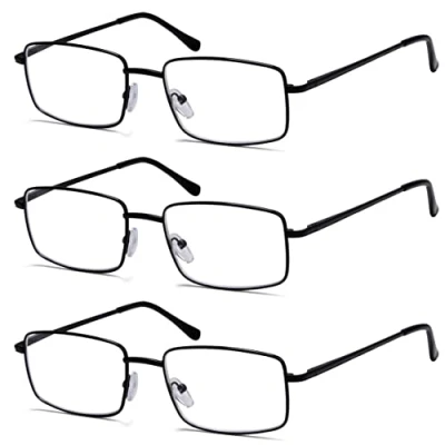 Abbildung von Eyekepper 3 Stuecke Leser Rechteckige Feder Buegel grosse Metall Lesebrille Maenner Schwarz +2.25