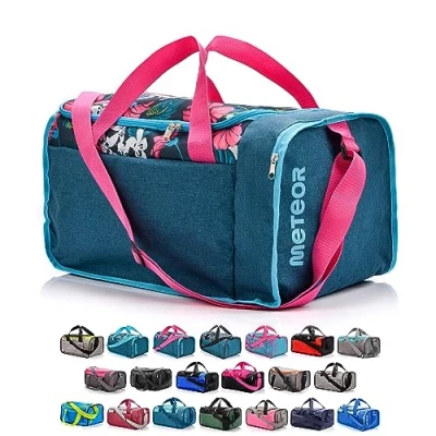 Abbildung von meteor 20 40 L Sporttasche Kinder Badetasche Herren schwimmtasche Schultertaschen Reisetasche Urlaubstasche klein Fitnesstasche Riementasche Schule Taschen Kindertaschen (Pink/Blue Flowers, L)