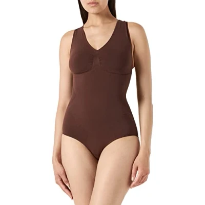 Abbildung von belly cloud Damen Body figurformend mit V Ausschnitt, Braun (schokobraun 905), L