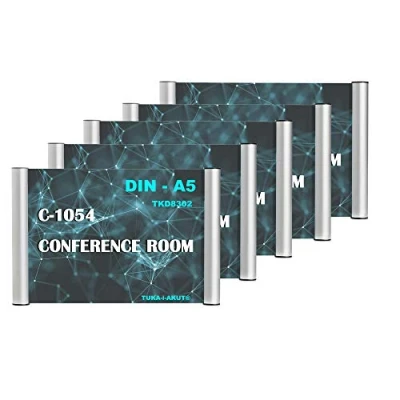 Abbildung von TUKA i AKUT 5st. Büro Türschild A5, Aluminium und Klare Abdeckung, Büroschild zum selbst beschriften für schild 210 mm x 148 mm, Infoschild Wandmontage Anschrauben oder Ankleben, TKD8302 A5 5x