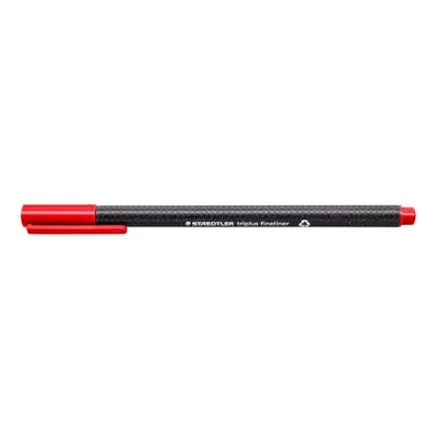 Abbildung von STAEDTLER 334 2 Triplus Fineliner (Dreikant, Superfeine, Metallgefasste Spitze, Linienbreite ca. 0,3 mm, 10 Stück) rot