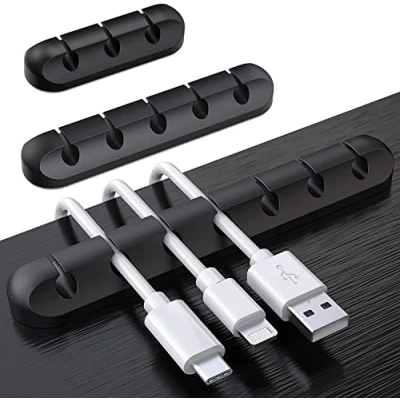 Abbildung von SOULWIT® Kabelhalter Kabelclips, [3 Stück] kabelmanagement Selbstklebend Kabel Organizer Vielzwecke Kabelführung Set für Schreibtisch Computer PC, USB Ladekabel, ZuhauseBüro