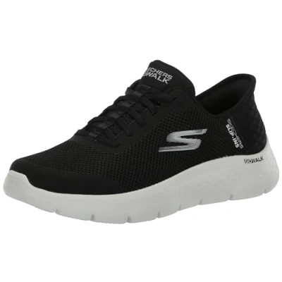Abbildung von Skechers GO Walk Flex Damen Sneaker, Hands Free Slip Ins mit großem Einstieg, Schwarz/Weiß, 42 EU Weit