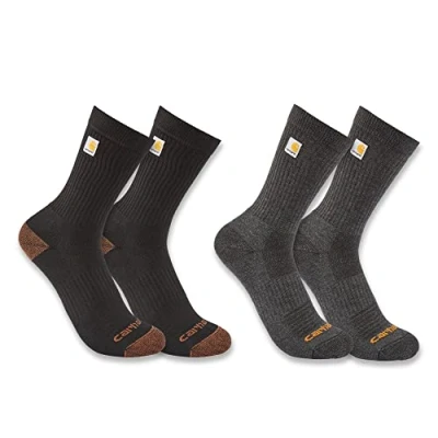 Abbildung von Carhartt Herren Midweight Logo Crew 2 Pack Socken, Sortiert 1, Large