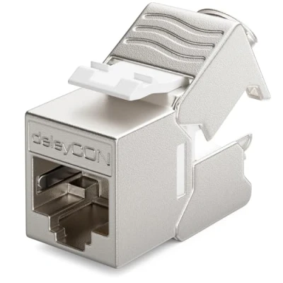 Abbildung von deleyCON 1x CAT6a MINI Keystone Jack Modul Patchkabel Netzwerkkabel Verbinder 30 mm (3 cm) Lang STP Schirmung RJ45 Buchse Netzwerk Dose Patchpanel Keystonehalterung Erweiterung