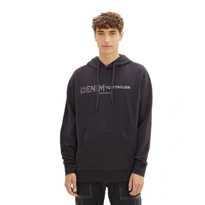 Abbildung von TOM TAILOR Denim Herren 1039426 Relaxed Fit Hoodie mit Logo Print, 29476 coal Grey, M