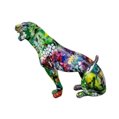 Abbildung von Casablanca Deko Tierfigur Gepard Wildkatze aus Kunstharz im Streetart Design Wohnzimmer Farbe: Mehrfarbig, Höhe 28 cm