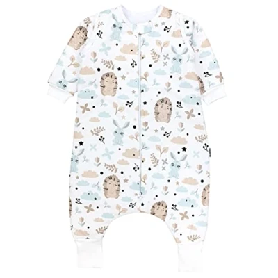Abbildung von TupTam Baby Schlafsack mit Beinen und Ärmeln OEKO TEX zertifizierte Materialien, Winterschlafsack 2,5 TOG Unisex, Farbe: Igel Hase Beige Mineralgrün, Größe: 68 74
