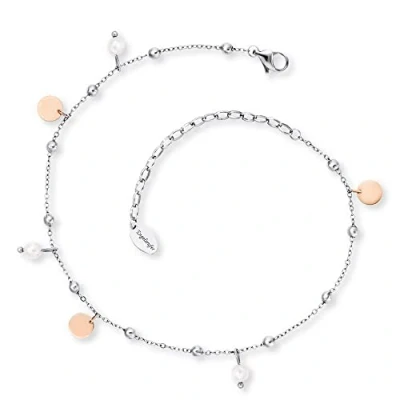 Abbildung von Engelsrufer Fußkettchen Little Joy Süßwasserperle für Damen, Edelstahl, Bicolor, silberfarben, Rosegold, verstellbare Länge, nickelfrei, Allergiker geeignet