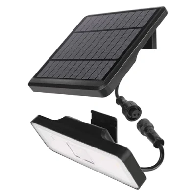 Abbildung von EMOS LED Solarlampe SUNNO für Außen mit Bewegungsmelder Solar Wandleuchte Haus/Garten 1,8m Kabel 120 Sensor Reichweite 6m 3 Lichtmodi, Helligkeit max. 1300lm, Neutralweiß schwarz