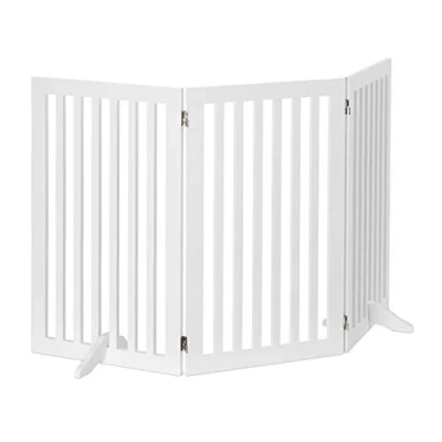 Abbildung von Relaxdays Absperrgitter Holz, verstellbares Schutzgitter für Hunde, Kinder Absperrgitter, Kamin &amp; Ofen, 91,5x154cm, weiß