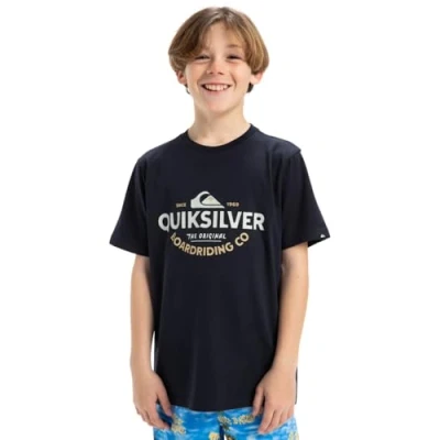 Abbildung von Quiksilver Typed OUT Unisex Tshirt print für Kinder, Größe: 164, Dark navy