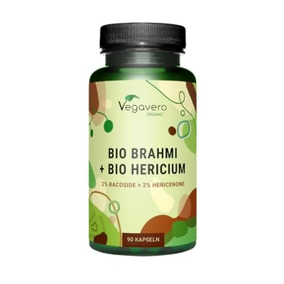 Abbildung von BIO Brahmi + Hericium Vegavero® 900 mg Bacopa monnieri &amp; 500 Extrakt 2% Bacoside Hericenone 20% Polysaccharide Ohne Zusätze Deutsche Produktion 90 Kapseln