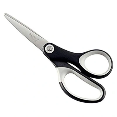Abbildung von Leitz Titan Schere, Hochwertige Haushaltsschere mit ergonomischem Griff, Klingen aus rostfreiem Stahl, Für zu Hause, Büro und Schule, Länge 15 cm, Schwarz, 54156095