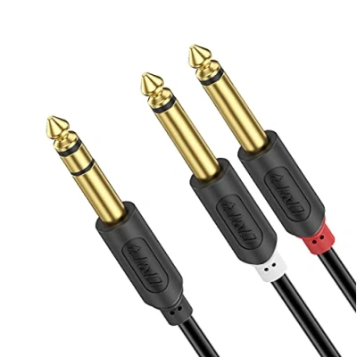 Abbildung von J&amp;D 6,3mm Klinke Stereo auf 2x Mono Kabel Insertkabel Audio Adapter Sende und Rückführungskabel Patchkabel TRS 4,5M
