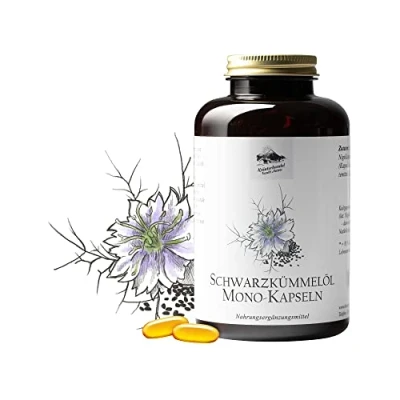 Abbildung von KRÄUTERHANDEL SANKT ANTON 400 Schwarzkümmelöl Kapseln 1000 mg Tagesdosis kaltgepresstes Hochdosiert Vitamin E Deutsche Premium Qualität