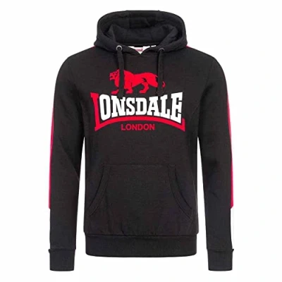Abbildung von Lonsdale Normale Passform Langwell Kapuzenpullover, Herren, Größe: XL, Black white red