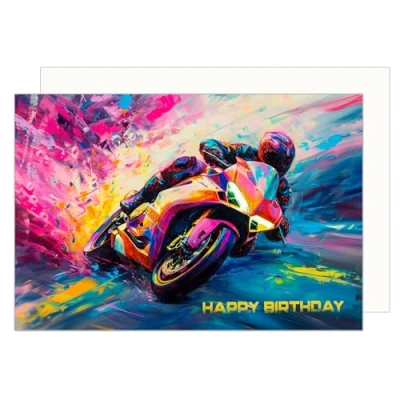 Abbildung von Edition Seidel Premium Geburtstagskarte mit Umschlag. Glückwunschkarte Karte Billet Geburtstag Happy Birthday Mann Frau Motorrad Bike Harley Hobby (G3537 SW024)
