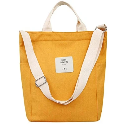 Abbildung von WANYIG Casual Handtasche Damen Chic Schultertasche Canvas Henkeltasche Schulrucksack Groß Umhängetasche Tasche Crossbody Bag Shopper (Gelb)