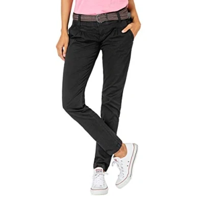 Abbildung von Urban Surface Damen Chino Stoff Hose mit Flecht Gürtel Black M