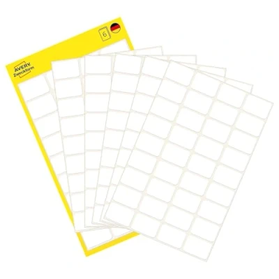 Abbildung von AVERY Zweckform 3042 Haushaltsetiketten selbstklebend (18x12 mm, 216 Aufkleber auf 6 Bogen, Vielzweck Etiketten für Haushalt, Schule und Büro zum Beschriften Kennzeichnen) blanko, weiß