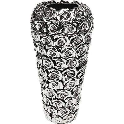 Abbildung von Kare Design Vase Rose Silber, Steingut, Groß, Vintage, Dekorationsvase, Tischvase, Blumenvase fürs Wohnzimmer, Accessoire, 45x22x22 cm (H/B/T)