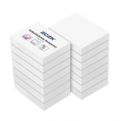 Abbildung von ZCZN 14 Blöcke Haftnotizen weiß, kleine Klebezettel 51 x 38 mm, Sticky Notes 100 Blatt pro Block für Schule, Zuhause, Büro
