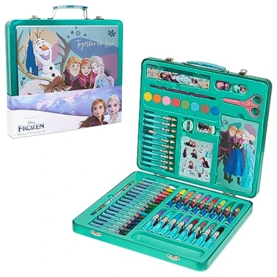 Abbildung von Disney Die Eiskönigin Malset für Kinder Bastelset mit Koffer, Basteln ab 3 Jahre Anna und Elsa Geschenke (Grün/Mehrfarbig)