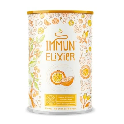 Abbildung von Immun Elixier Quercetin mit Vitamin C aus Acerola, Kurkuma, Zitrus Bioflavonoiden, Selen, Zink, Camu, Holunder, Echinacea &amp; NAC zur Unterstützung des Immunsystems 450g Pulver Depotwirkung