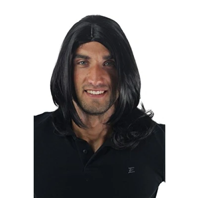 Abbildung von WIG ME UP GFW891 1B Herrenperücke Lang Jugendlich Modisch Schwarz Mittelscheitel Rockstar