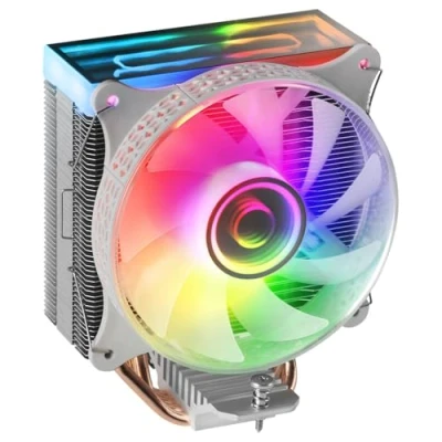 Abbildung von Mars Gaming MCPU VR Weiß, CPU Kühlkörper, Dual Infinity Mirror ARGB, 4 HCT Heatpipes, 180W TDP, Ultra quiet PWM 12cm Lüfter