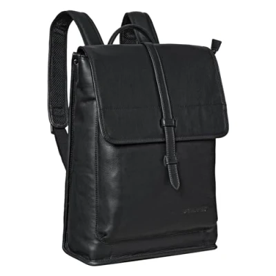 Abbildung von STILORD &#039;Foster&#039; Lederrucksack Groß Fahrrad Rucksack Vintage Leder für Laptop Business Backpack Arbeitsrucksack Herren Damen Echtleder, Farbe:schwarz