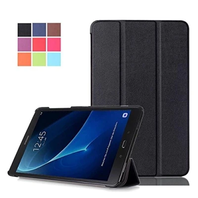 Abbildung von DETUOSI Galaxy Tab A6 Hülle 10.1 Case, Ultra Slim PU Leder Tasche und Flip Etui für Samsung A (2016) SM T580N/T585N 25,54cm (10,1 Zoll) Schutzhülle Smart Cover mit Holder Stand (Schwarz)