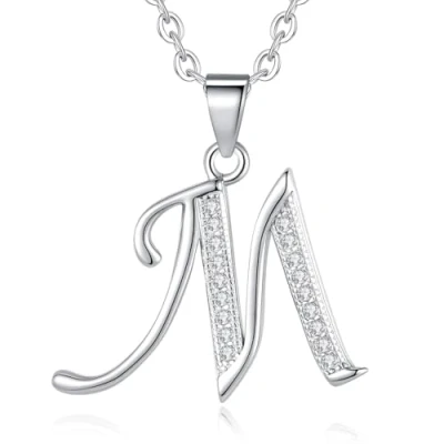 Abbildung von VIKI LYNN Sterling Silber 925 Kette Halskette mit und Zircon Buchstabe Alphabet M Anhaenger