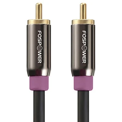 Abbildung von FosPower Premium Mono Subwoofer Kabel[3m Lang] RCA Audiokabel Koax/1 Cinch x 1 Cinchkabel/Soundkabel[24k VergoldetMehrfach Geschirmt]