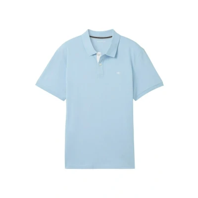 Abbildung von TOM Tailor Kurzarm MIT LOGO Stickerei Poloshirt, Herren, Größe: Small, Washed out middle blue