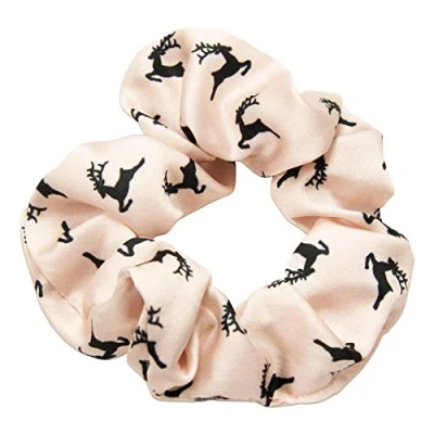 Abbildung von Alpenflüstern Trachten Haargummi Scrunchie Hirsch Haarschmuck, Haarband fürs Dirndl (rosé, schwarze Hirsche) ADV120