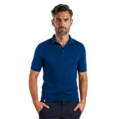 Abbildung von ALPIN LOACKER Merino Poloshirt Herren atmungsaktiv Premium Tshirt Kurzarm I Atmungsaktives Golf Unterwäsche, Polo Blau L