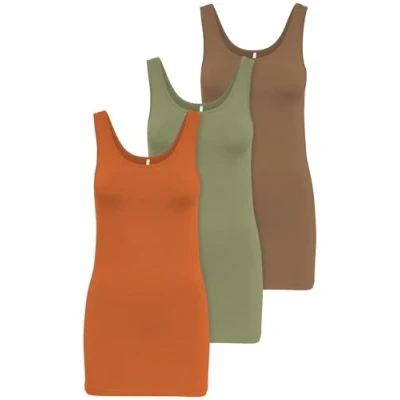 Abbildung von ONLY 3er Pack Damen Basic Tops Tank Top dunkel blau lang 15201465 Farb Mix 7 XS