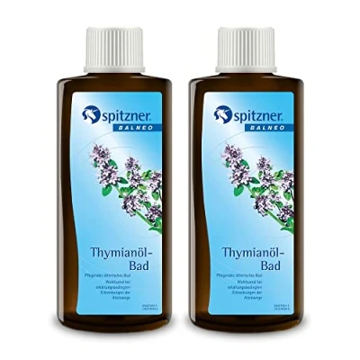 Abbildung von Spitzner Gesundheitsbad Thymianöl 2 x 190 ml Gesundheitsfördernder Bade Zusatz mit ätherischem Öl wohltuend bei Erkältungen