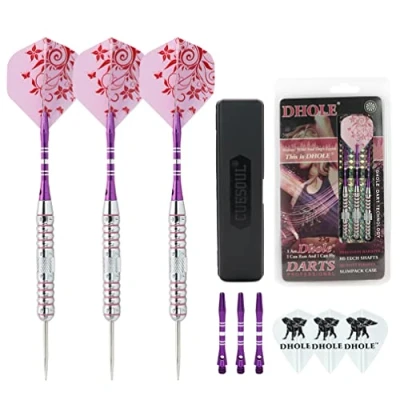 Abbildung von CUESOUL Pink Ladies 23 Gramm Steel Dartpfeile Tip Darts with 2 Different Sets Aluminium Shafts Schäfte