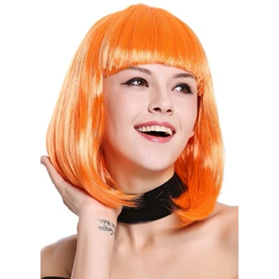 Abbildung von WIG ME UP 0073 3 PC24 Perücke Damenperücke Karneval Longbob Bob schulterlang glatt Pony Orange