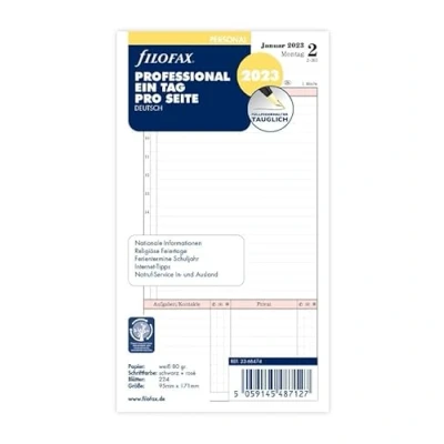 Abbildung von Filofax Personal Professional 1 Tag auf Seite (deutsch)2023
