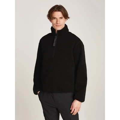Abbildung von Calvin Klein Jeans HALF ZIP Fleecepullover, Herren, Größe: Large, Black
