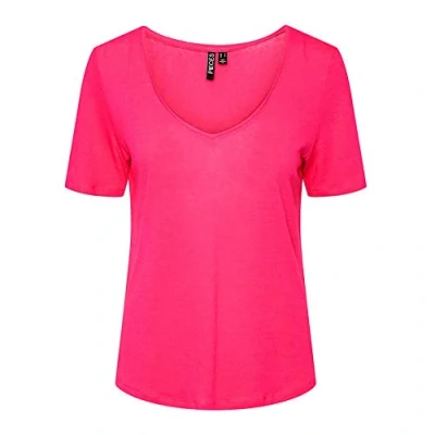 Abbildung von Pieces Damen Pcphoebe Ss V Neck Tee Noos, Beetroot Purple, S