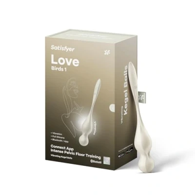 Abbildung von Satisfyer Love Birds 1 Vibrierende Liebeskugeln Beckenbodentraining Connect App Wiederaufladbar Wasserdicht (IPX7) Hautfreundliches Silikon, Farbe:weiß