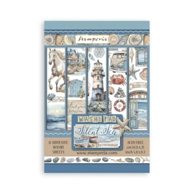 Abbildung von Stamperia Washi Pad for Scrapbooking, Albums, Card Making, Bullet Journalling and More, Translucent, Easy to Cut, Acid Free, Perfect Hobbies, Crafts Gifting (Silent Sea) (A5) (8 Sheets)