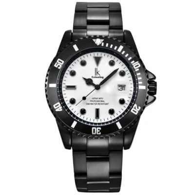 Abbildung von Alienwork Armbanduhr Herren Damen Schwarz Edelstahl Metallarmband Kalender Datum Weiss Leuchtzifferblatt Klassik Elegant