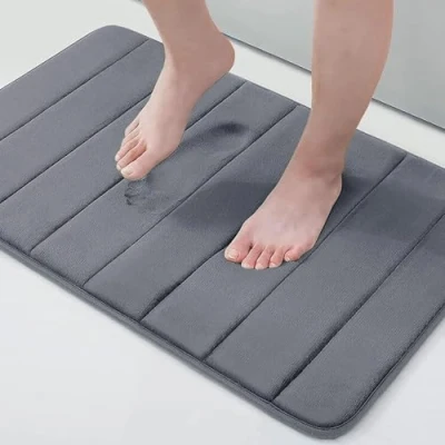 Abbildung von Homaxy Memory Foam Badezimmer Badeteppiche Saugfähige Rutschfester Badvorleger Waschbar Badematte 41 x 61 cm, Dunkelgrau